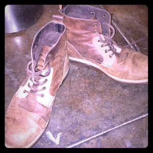 Brown leather lace up boots